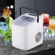 thumbnail image 4 of Máquina portátil para hacer hielo de encimera con asa, 9 cubitos de hielo en forma de bala listos en 6 minutos, 12 kg/24 h, función de autolimpieza con pala y cesta para fiestas en casa (blanco), 4 of 9