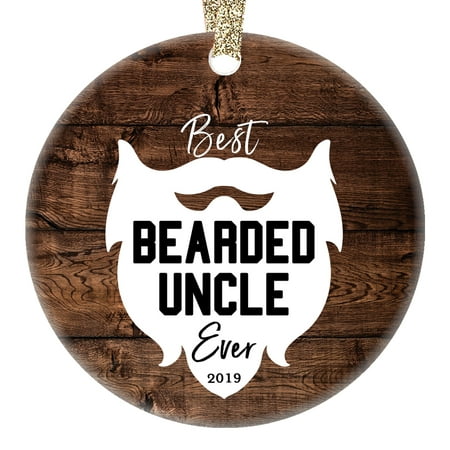 Bearded Uncle Ornament 2019 Tree Best Ever Fun Christmas Ceramic Collectible Holiday Keepsake Present for Favorite Family Member from Niece Nephew 3