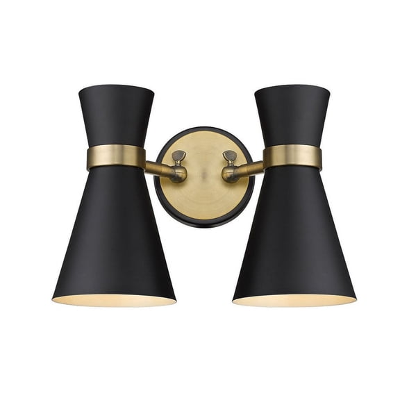 2 Light Wall Sconce In Period Inspired Style 12 Inches Wide By 9.5 Inches High-Matte Black/Heritage Brass Finish Z-Lite 728-2S-Mb-Hbr