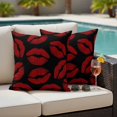 thumbnail image 4 of Red Lips Outdoor Waterproof Pillow Covers, Modern Abstract Romantic Texture Aesthetic Decorative Square Throw Pillowcase Sofa Cushion Sham for Patio/Couch/Chair, 24"x24" 2 Pack, 4 of 8