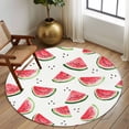 thumbnail image 3 of Summer Watermelon Round Rug 5ft Washable Circle Kitchen Rugs Non Slip Modern Tropical Fruit Watercolor Large Area Rug Indoor Floor Carpet for Bedroom Living Room Home Office Dining Room Nursery, 3 of 8