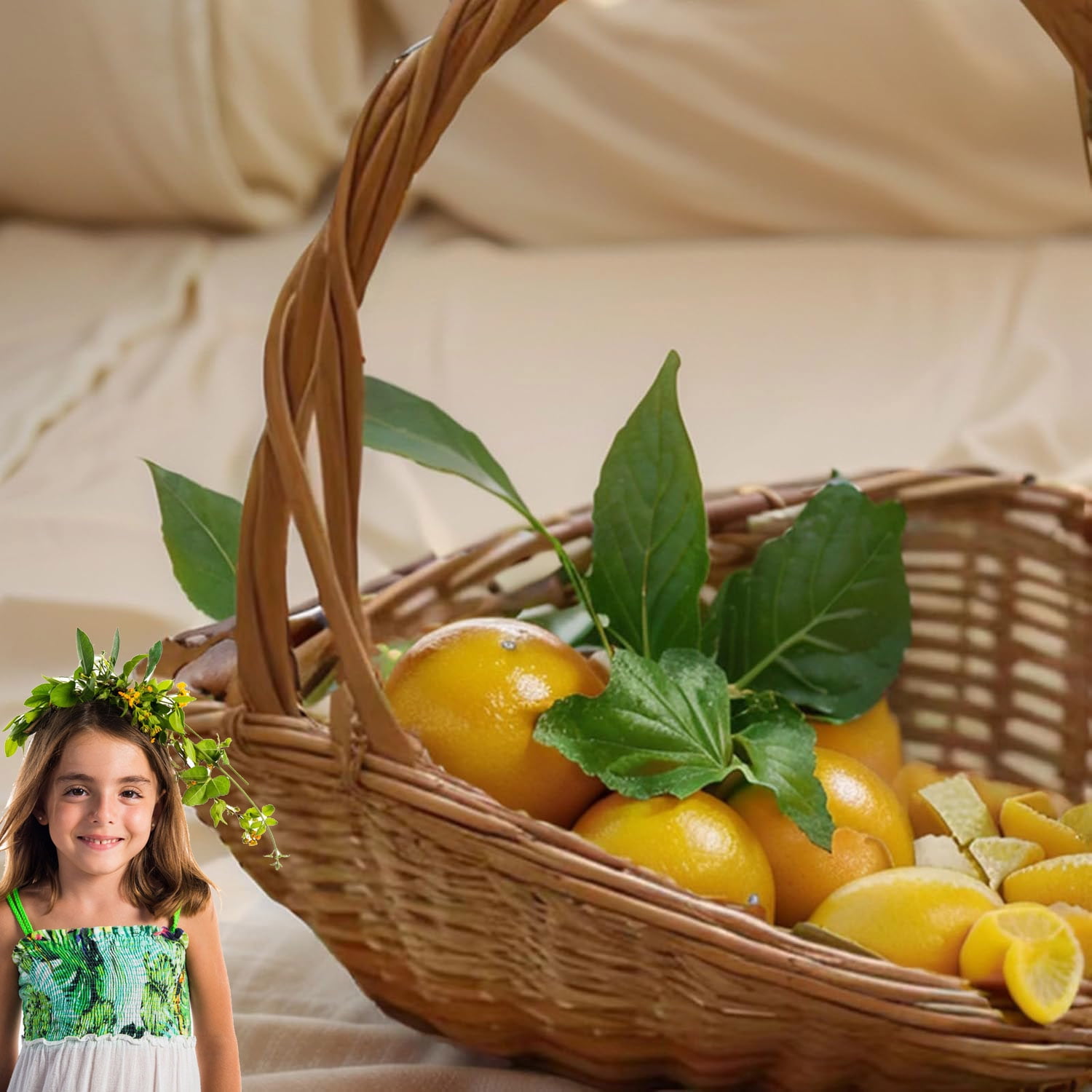 Rattan Garden Baskets for Gathering Vegetables, Mini Picnic Basket with Handle, Multipurpose Harvest Basket Woven Easter Basket for Fruits , Rustic Woven Picnic Basket with Handle(S)