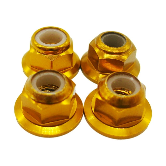 fastboy 4pcs/set Aluminum Alloy Nylon Wheel Lock Nut For 1/10 Axial SCX10 Crawler Crawler S Durability Golden 1Set