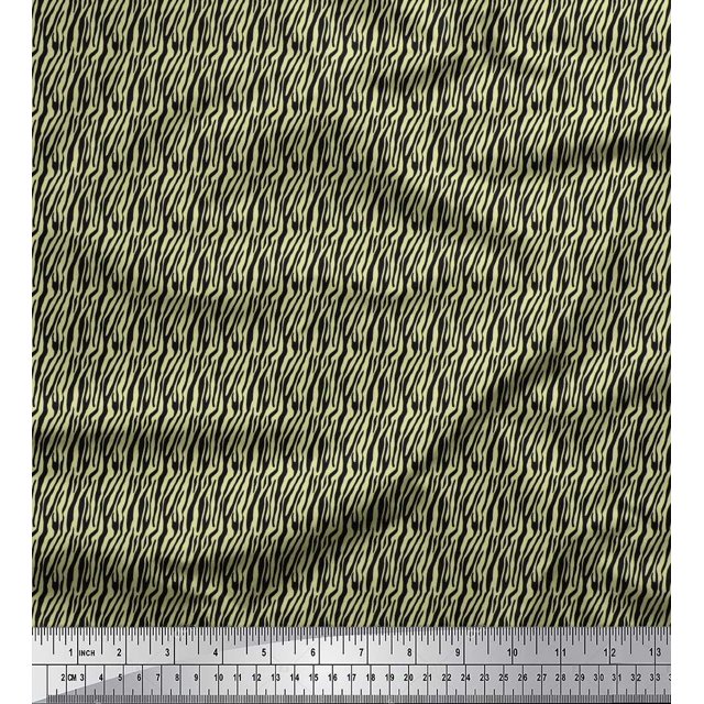 Soimoi Beige Polyester Crepe Fabric Wild Animal Skin Small Fabric Prints by Yard 52 Inch Wide