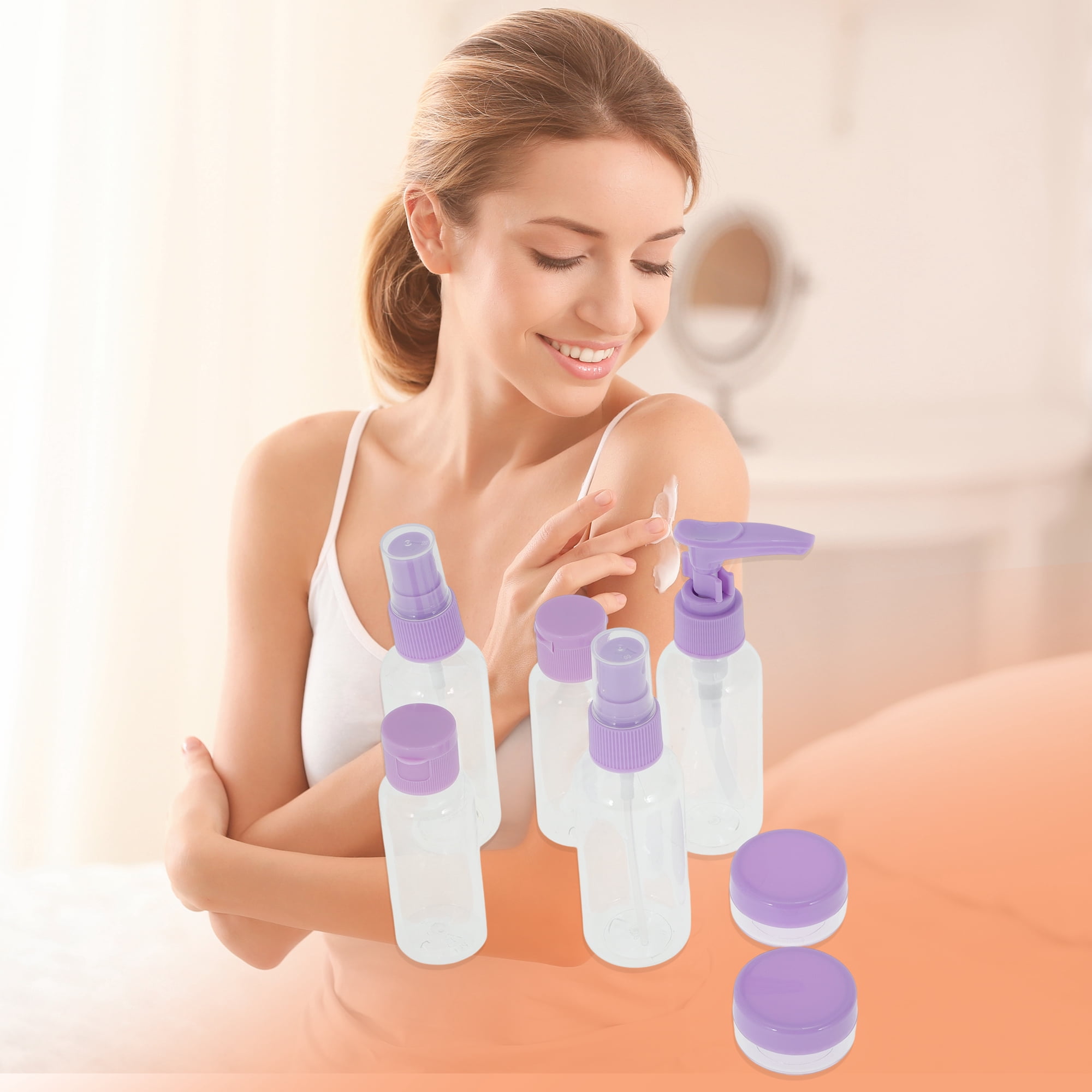 Unique Bargains Portable Travel Bottles Set of 7 Pcs Purple