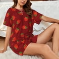 thumbnail image 4 of Fotbe Strawberry Print Pajama Set for Women 2 Piece Loungewear Short Sleeve Tops and Shorts Set Soft Sleepwear-Small, 4 of 7