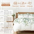 thumbnail image 6 of Queen 4 Piece Bedding Set Summer Eucalyptus Leaf on White Soft Breathable Duvet Cover and Pillowcase,Watercolor Botanical Duvet Cover Set Washable Bed Sheets for Bedroom Dormitory Guest Room, 6 of 9