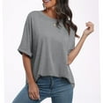 thumbnail image 6 of Oversized T Shirt for Women Summer Casual Shirt Solid Color Crew Neck Baggy Top Womens Clothing, 6 of 7