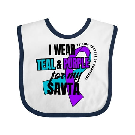 

Inktastic Suicide Prevention I Wear Teal and Purple for My Savta Gift Baby Boy or Baby Girl Bib