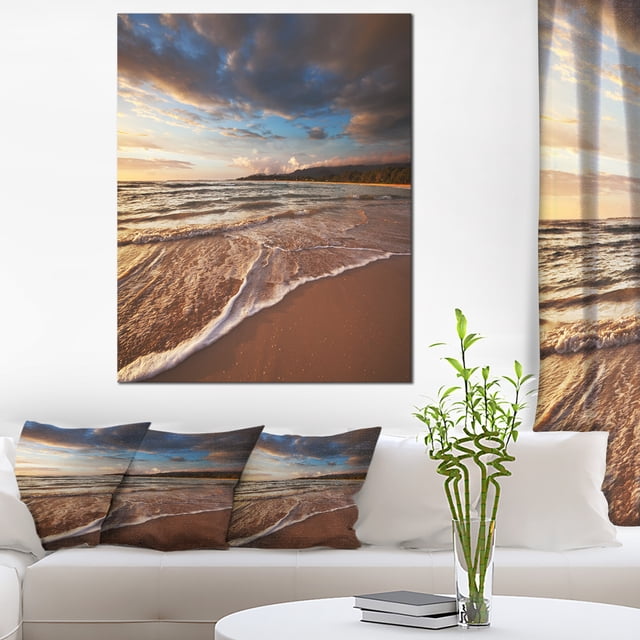 Cloudy Sky over Wide Seashore - Large Seashore Canvas Print