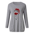 thumbnail image 4 of Camisetas de manga larga con cuello redondo y estampado informal de Navidad para mujer, blusa con bolsillos, camisetas Pompotops gfhjh15193, 4 of 5