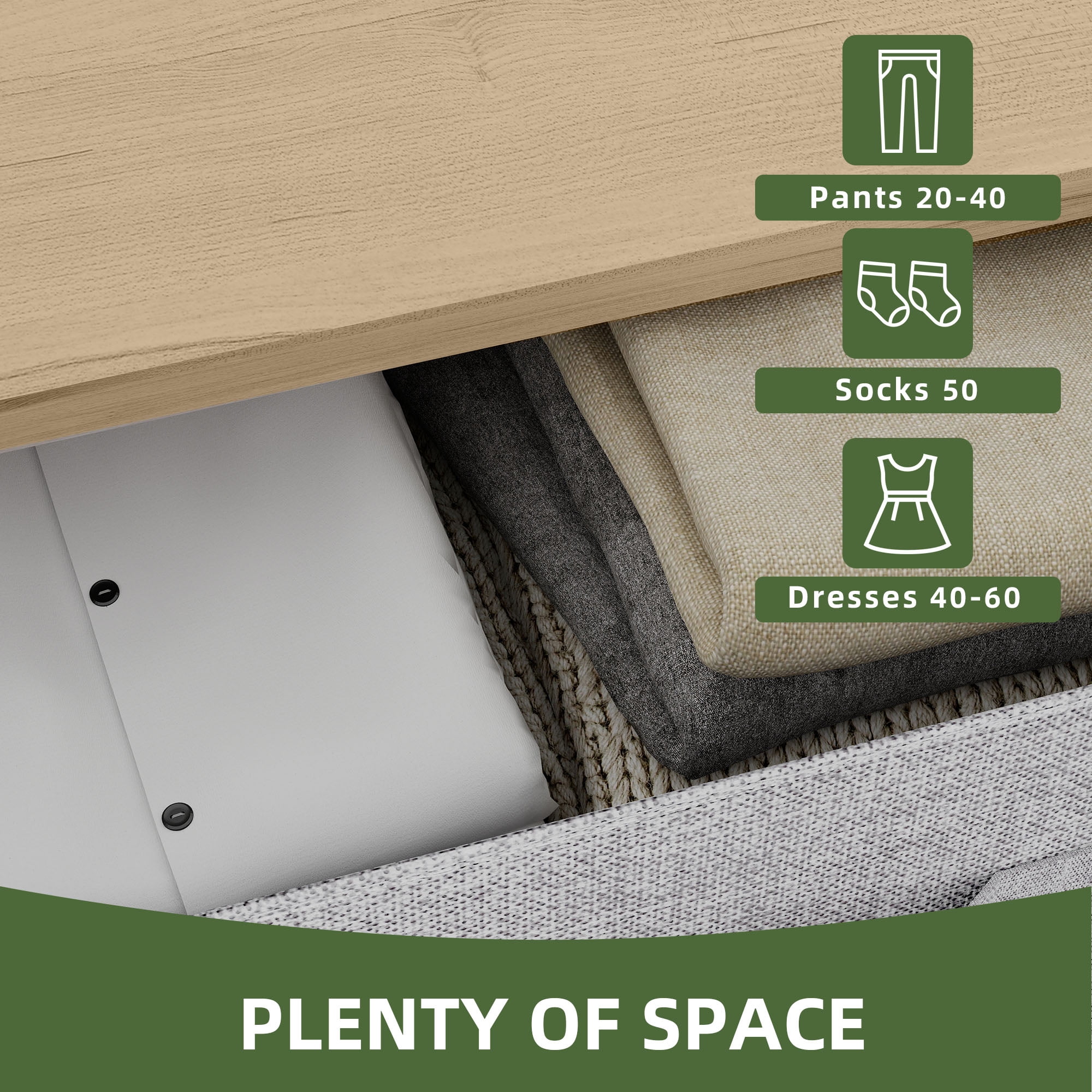 Uforic 5-Drawer Vertical Dresser,Fabric Storage Tower with Steel Frame and Wooden Top,Organizer Unit for Living Room and Hallway Light Gray
