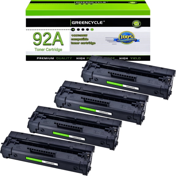 greencycle Compatible Toner Cartridge Replacement for HP 92A Black Toner Cartridge C4092A Use forLaser Jet 1100 1100a 1100ase 1100axi 1100se 1100xi 3200 3200se 3200m(4PC)