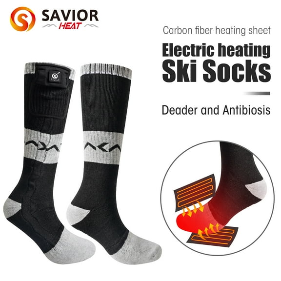 Savior Heat Rechargeabel Electric Heated Socks ,7.4V Lower Safety Voltage Battery Powered Heating Hosiery For Men and Women, Riding Motorcycle and Bicycle Camping Hiking Fishing Skiing In Cold Winter