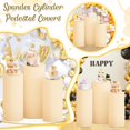 thumbnail image 6 of ABPETE Cylinder Covers Set of 3 Beige Spandex Cylinder Pedestal Stand Cover for Party Stretchable Pedestal Stand Covers Dessert Table Display Pillars Cover for Wedding Birthday Party Reception, 6 of 12