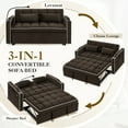 thumbnail image 2 of Dinosisco 4-in-1 Convertible Loveseat Sleeper, 55" Futon Sofa Bed with Phone Stand, USB, Brown Velvet, 2 of 10