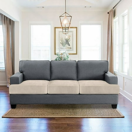 Stretch T Cushion Chair Sofa Slipcover T Cushion Slipcover Seat Cover with Elastic Bands Ivory
