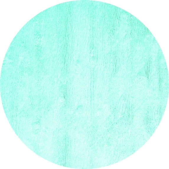 Ahgly Company Machine Washable Indoor Round Solid Turquoise Blue Modern Area Rugs, 8' Round