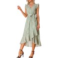 thumbnail image 4 of INSPIRE CHIC Women's Sleeveless Floral Wrap V Neck Belted Ruffles Midi Sundress, 4 of 5