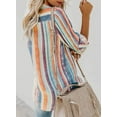 thumbnail image 6 of Borke Womens V Neck Striped Roll up Sleeve Button Down Blouses Top, 6 of 6