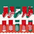 thumbnail image 5 of GYRATEDREAM Kids Boys Winter Christmas Socks Warm Fuzzy Socks for Girls Home Floor Soft Lined Fluffy Socks with Grips 5 Pack for 6-8Y Multi-color, 5 of 9