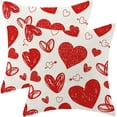 thumbnail image 1 of Housses de Coussin Saint-Valentin 18x18 Ensemble de 2, Décor Cœurs Rouges Coussins Décoratifs Saint-Valentin Lin Anniversaire Mariage Housse de Coussin Décorations Saint-Valentin pour Maison Canapé Extérieur, 1 of 5
