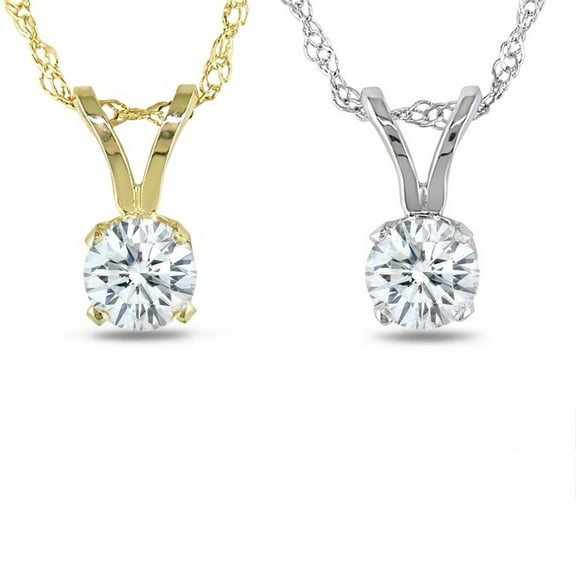 Pompeii 1/4CT IGI Certified Round Natural Diamond Pendant 14K Yellow Gold (I-J,SI2-I1)