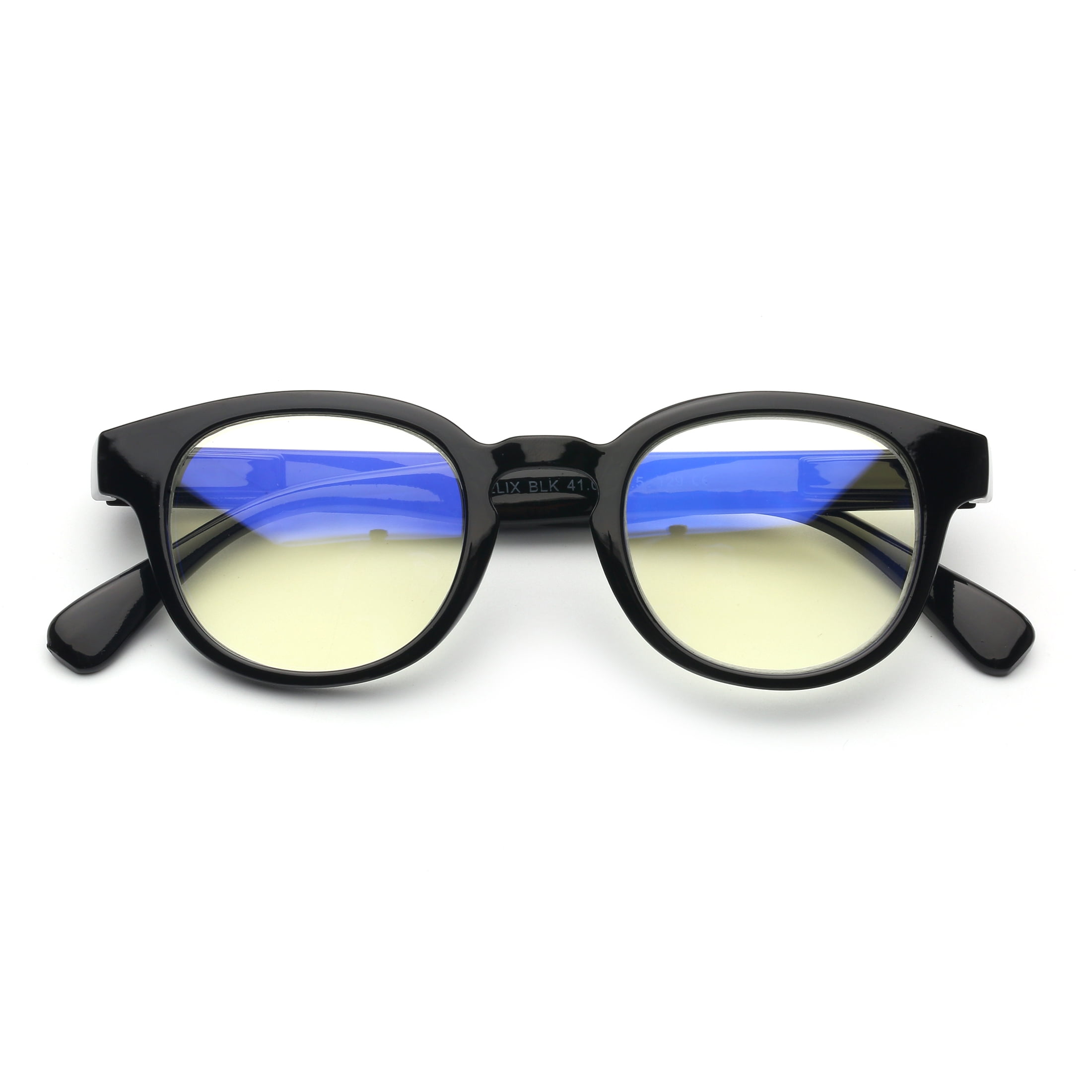 M+ Plano Blue Light Lens Injection Kids Unisex Frames, Felix, Black, 41.0-20.5-129, with Case