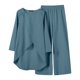 thumbnail image 4 of Conjuntos de 2 piezas para mujer: tops de manga larga con dobladillo asimétrico y pantalones anchos. Conjunto holgado y liso para otoño-invierno. Estilo cómodo y moderno., 4 of 5
