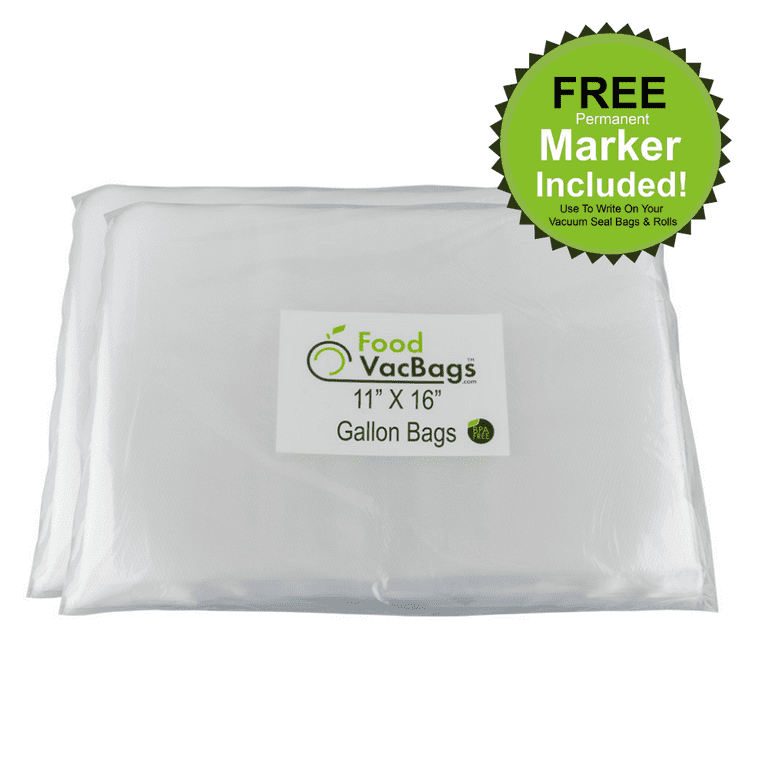 FoodVacBags 100 11 x 16 Gallon Size Embossed Vacuum Sealer Bags -  Commercial Grade, BPA-Free, Ideal for Food Storage, Meal Prep and Sous Vide  