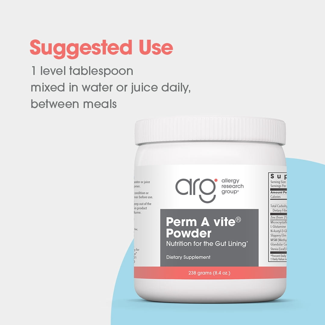 ARG Perma-Vite Powder - L-Glutamine & Slippery Elm Gut Health Powder - Gastrointestinal & Gut Lining Support - Hypoallergenic - 37 Servings - 8.4 oz