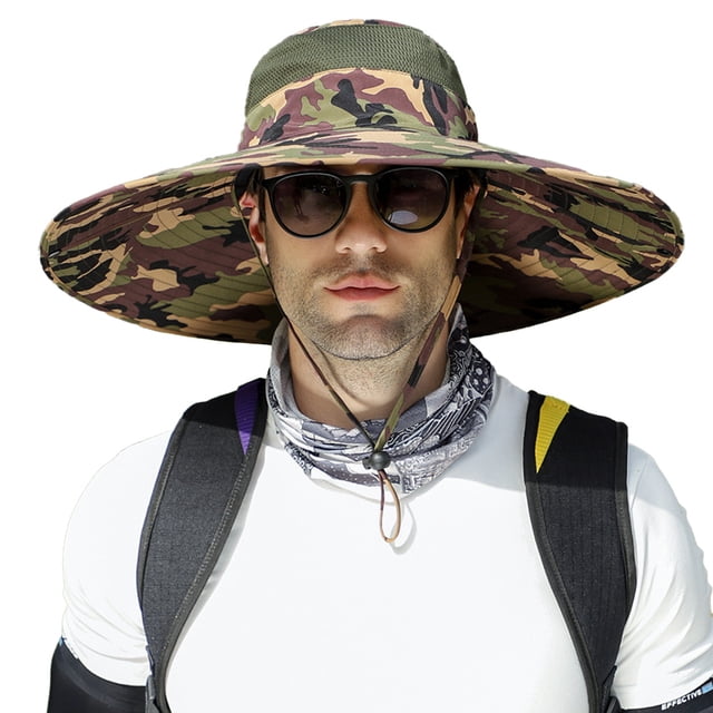 Sombrero de visera solar de ala grande, sombrero de pescador con máscara transpirable de verano para hombre, sombrero informal para exteriores