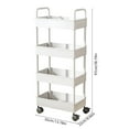 thumbnail image 2 of 4-Tier Plastic Kitchen Storage Cart with Armrests - Movable Bathroom & Home Organizer on Casters, Ventilated Shelves, Easy-Clean, 13.8 x 8.7 x 38.2 in, 2 of 4