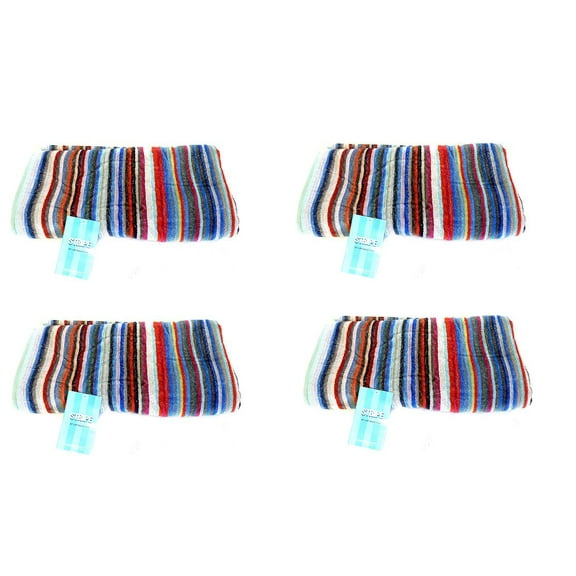 Dependable Industries 4 Plush Velour Striped Bath and Beach Towels Large 28" x 60"