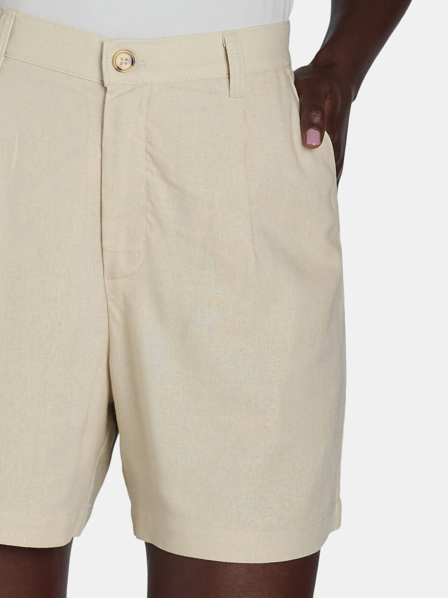 Time and Tru Women’s Linen Blend Shorts, 5” Inseam, Sizes XS-XXXL