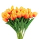 thumbnail image 1 of Uxcell 24Pcs Tulipanes Falsos Flores Artificiales, Tulipanes Artificiales de PU que Lucen Reales con Tallos, Naranja, 1 of 6