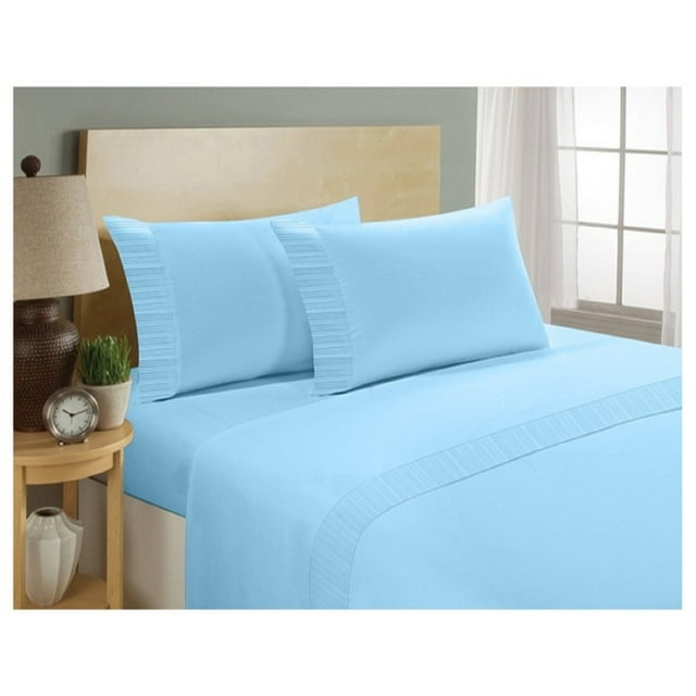 Home Sweet Home London 1800 Series - Ensemble de Draps pour Lit Double en Microfibre à Poches Profondes (Bleu)