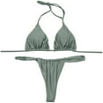 thumbnail image 3 of DondPO Bikini Sets for Women Bathing Suit High Two Up Bikini Piece Up Women Cut Lace Solid Sexy Swimsuit Set Push Swimwears Tankinis Set Two Piece Swimsuit for Women Micro Bikini Green L, 3 of 7