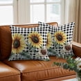thumbnail image 3 of Vintage Floral Throw Pillow Cover Sunflowers Black Buffalo Plaid Farmhouse Cotton Linen Cushion Cover Throw Pillow Case with Invisible Zipper for Couch Sofa Bed Chair Car 24x24 Inch, 3 of 14