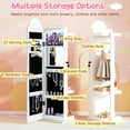 thumbnail image 4 of Gymax 3 In 1 Kids Jewelry Cabinet w/3-Color Lighted Full Length Mirror Clothes Rack White, 4 of 10