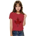 thumbnail image 5 of Mgmyaa Boys' and Girls' Short Sleeve T Shirts Kids Summer Maple Leaf Print Loose Tops Casual Crewneck Basic Tees 3-10Y, 5 of 8