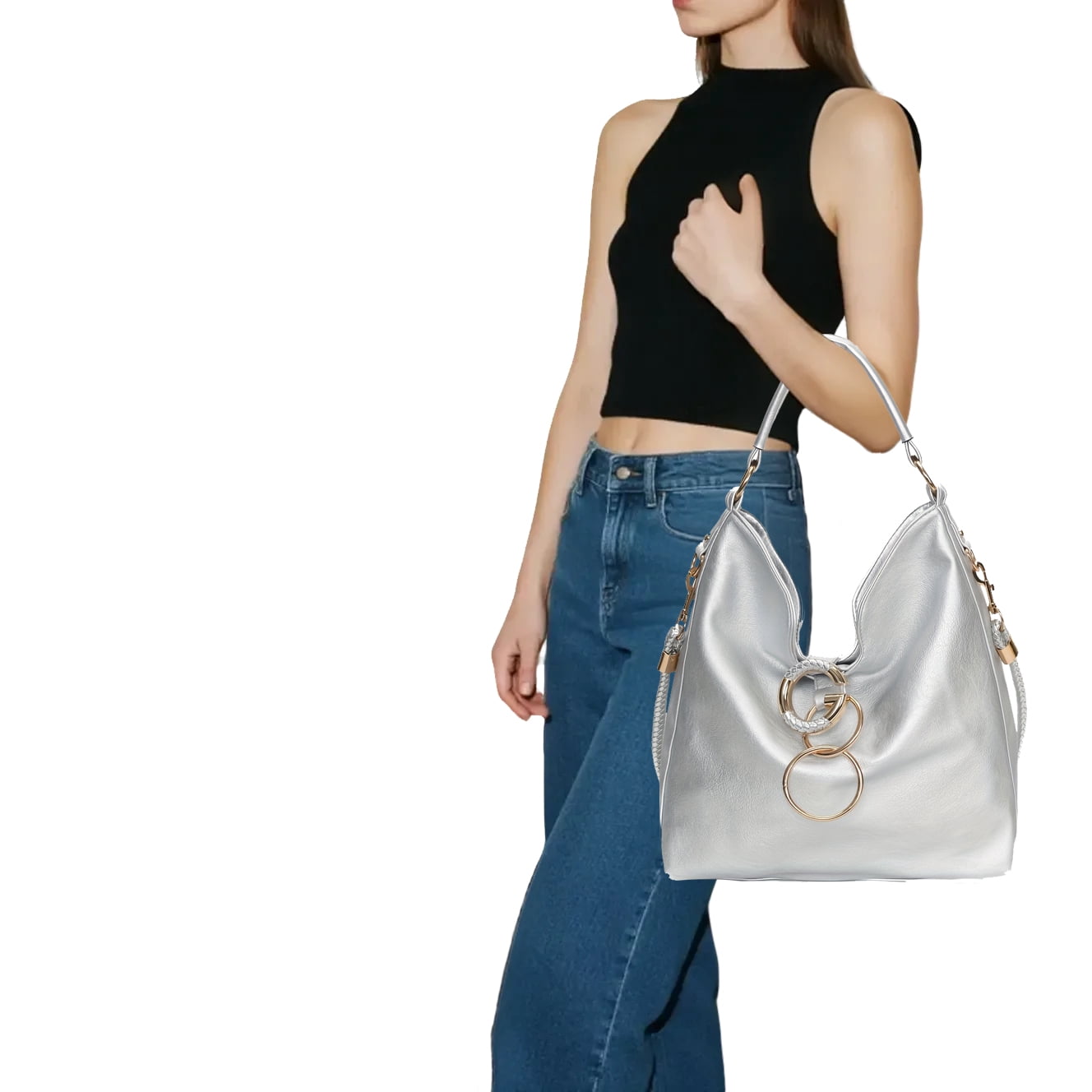 Capamaster Vintage Leopard Print Hobo Bag Retro Large Capacity Women's Fashion Handbag Shoulder Bag & Tote Purse(Silver)