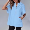 thumbnail image 2 of Ruyang Womens Oversized Short Sleeve Half Zip Hoodies 2024 Fashion Summer Sweatshirts with Pockets Dressy Casual Fashion Pullover Tops, 2 of 5