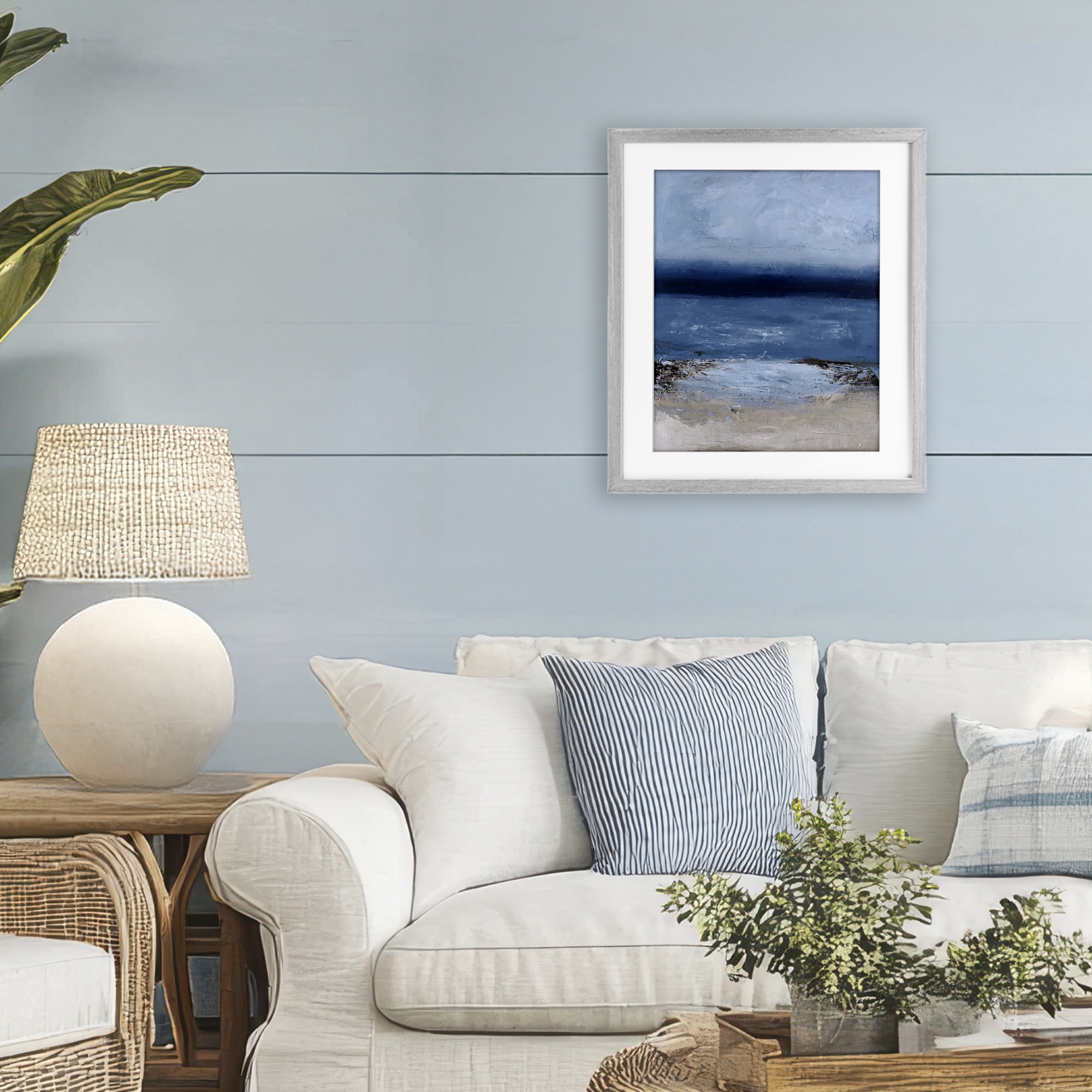Endless Sea Moods Gray Framed Print Under Glass, design by Design Fabrikken
