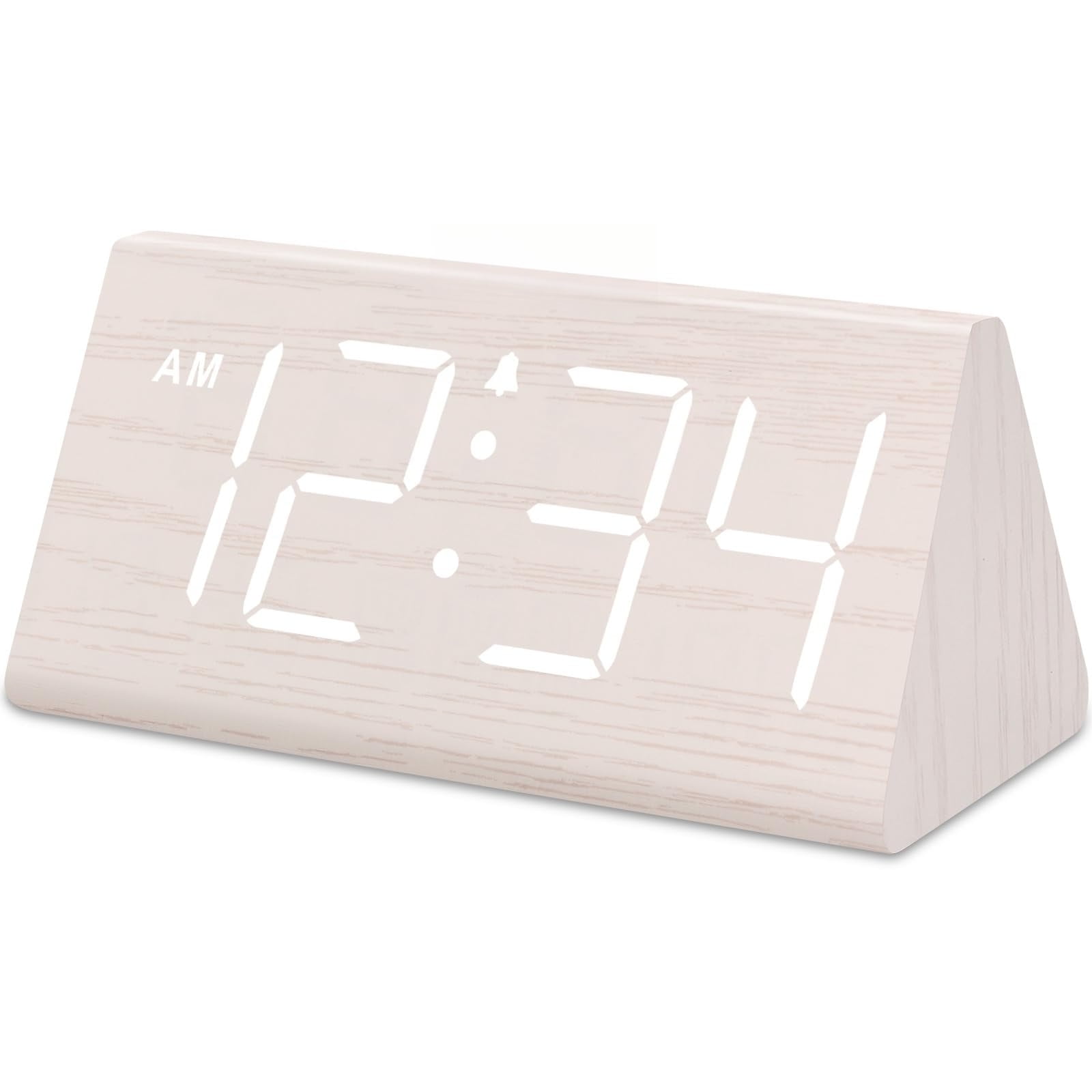 DreamSky Wooden Digital Alarm Clock for Bedrooms with Large Numbers, Adjustable Brightness LED Display, Snooze Function, Compact Desk Clock for Nightstand