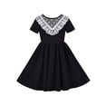 thumbnail image 1 of Robe Fille Noire Vintage Dentelle Dos Ouvert École Manches Courtes Robe Évasée 8 Ans, 1 of 6