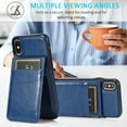 thumbnail image 6 of Compatible with iPhone X/XS Case Wallet with Credit Card Holder, Premium PU Leather Magnetic Clasp Kickstand Heavy Duty Protective Shock Absorbing Phone Cover for iPhone X/XS, Darkblue, 6 of 7