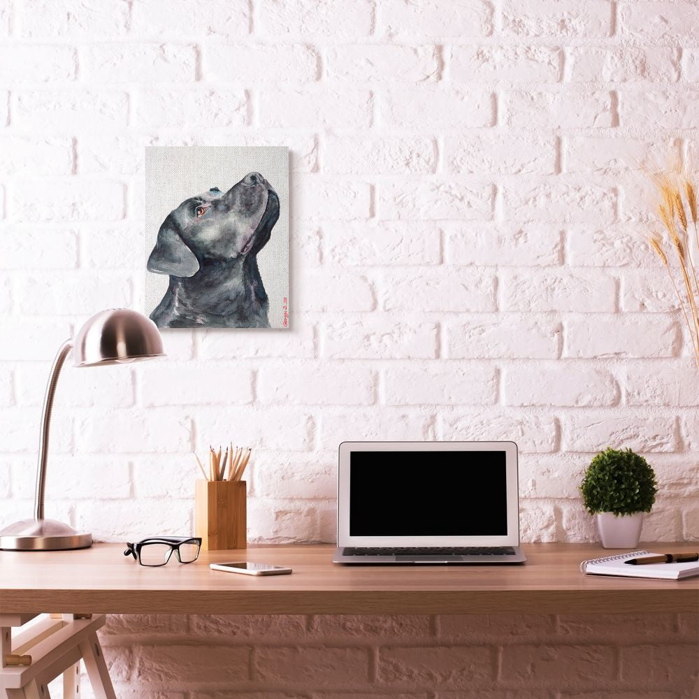 Stupell Industries Black Labrador Dog Pet Animal Watercolor Painting Canvas Wall Art by George Dyachenko