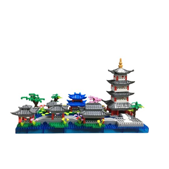 Kadablk Architecture Chinese Style of Suzhou Garden Hangzhou's West Lake with Iconic pagodas and Stone Bridges Mini Bricks Asian Style Micro Building Blocks Set 950 PCS for Adults and Teens