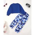 thumbnail image 3 of 4T Baby Girls Outfits 5T Girls Pant Sets Toddler Girls Long Sleeve Letter Print Top Camouflage Pants 2PCS Set Blue, 3 of 8
